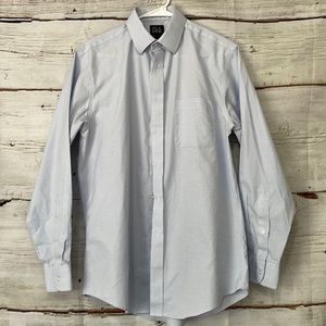 Jos A Bank Traveler Slim Fit 15 1/2-33 Dress Shirt Blue White Checkered NWOT